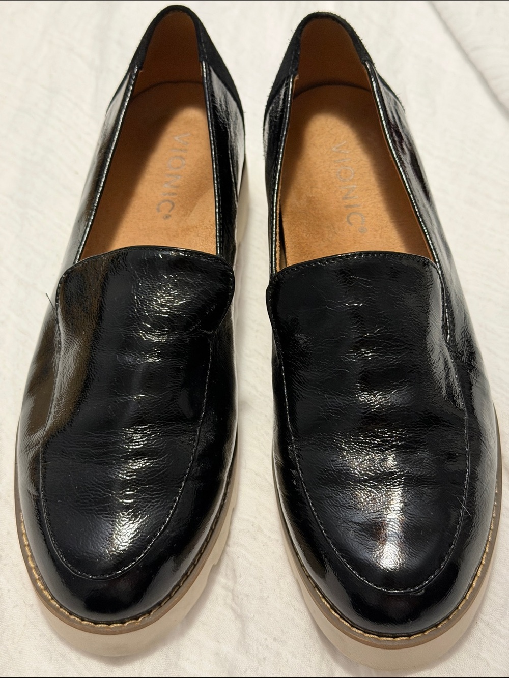 Vionic Black Patent Leather Women's Slip-On Loafers
